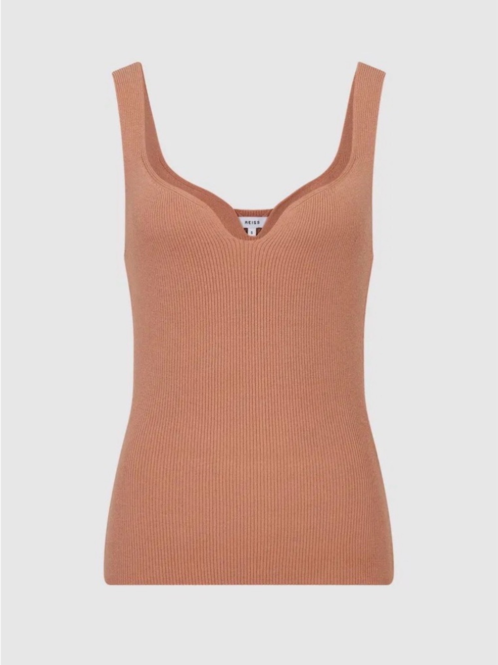 Reiss Ribbed Knit Tank Top in Terracotta